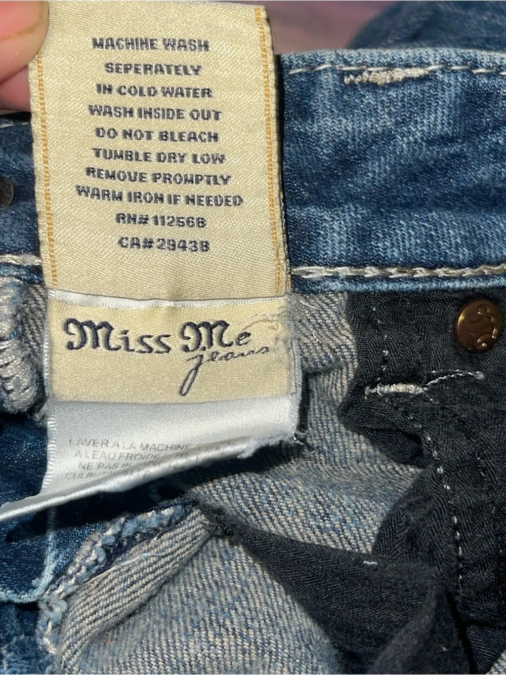 Miss Me Straight Leg Jeans Size 26 Ornate Gold Scrollwork Rhinestone Bling Y2K.